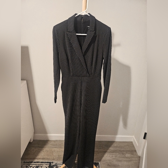 Express Black Pinstriped Jumpsuit, Size S - Picture 4 of 5